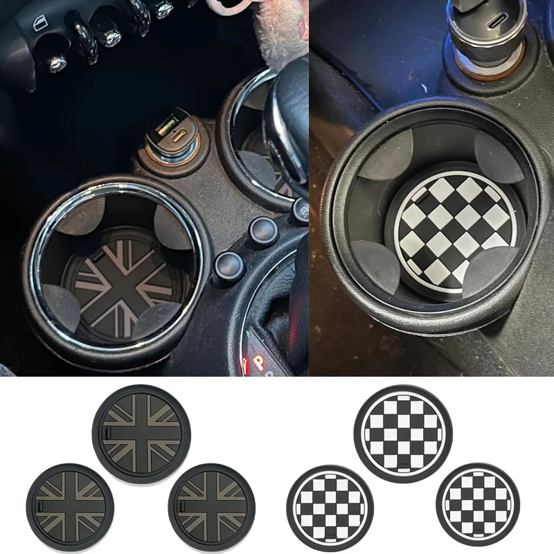 3pcs Car Coasters Car Water Cup Slot Storage Mat Non-slip Pad for Mini Cooper R55 R56 R57 Clubman Countryman Interior Decoration