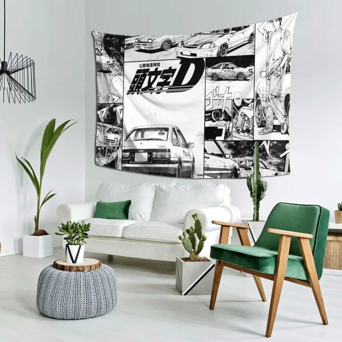 Initial D Tapestry Art Wall Hanging Aesthetic Home Decoration Tapestries for Living Room Bedroom Dorm Room