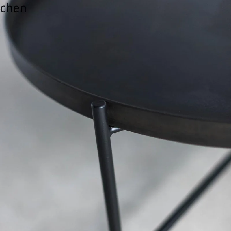 CZ Living Room Sofa Side Table Round Coffee Table Small Apartment Modern Simple Minimalist Iron Art