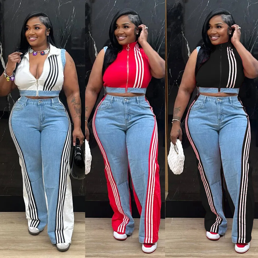 

Crop Zipper Tops Jackets 2 Piece Pant Set Sexy Outfit 2025 Women Tracksuit Joggers Summer Clothes Elegant 2 Piece Pant Set