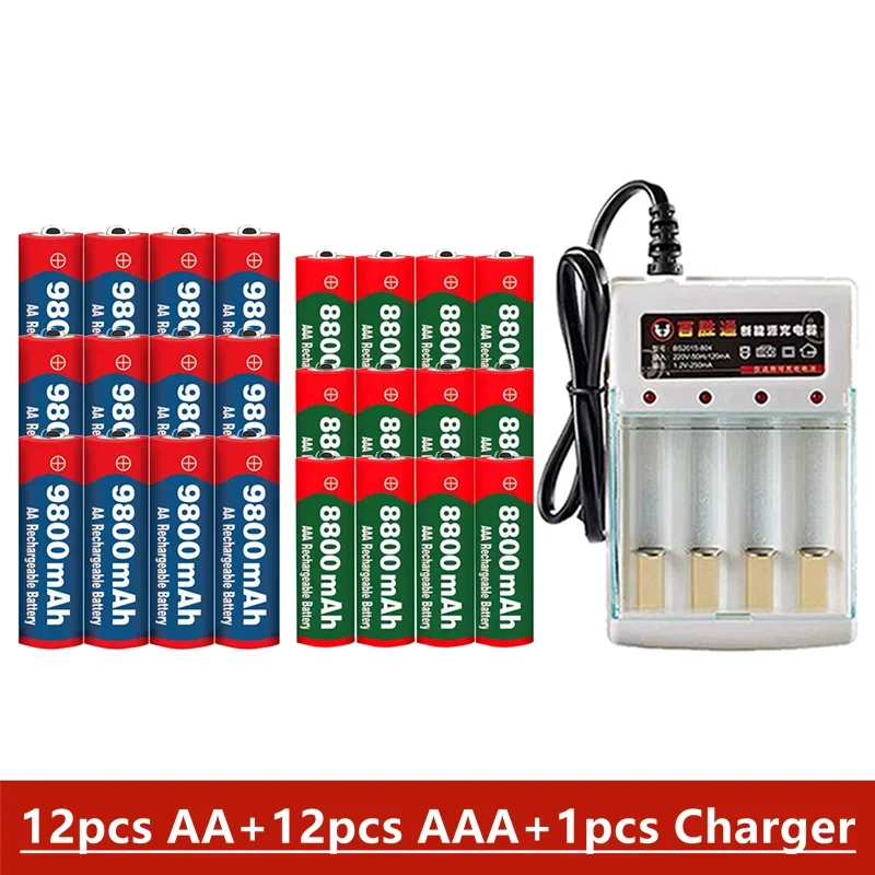 NEW 1.5V Rechargeable Battery, AAA 8800mah + AA 9800mah, Alkaline Technology, Suitable for Remote Control, Toys/computers, Etc