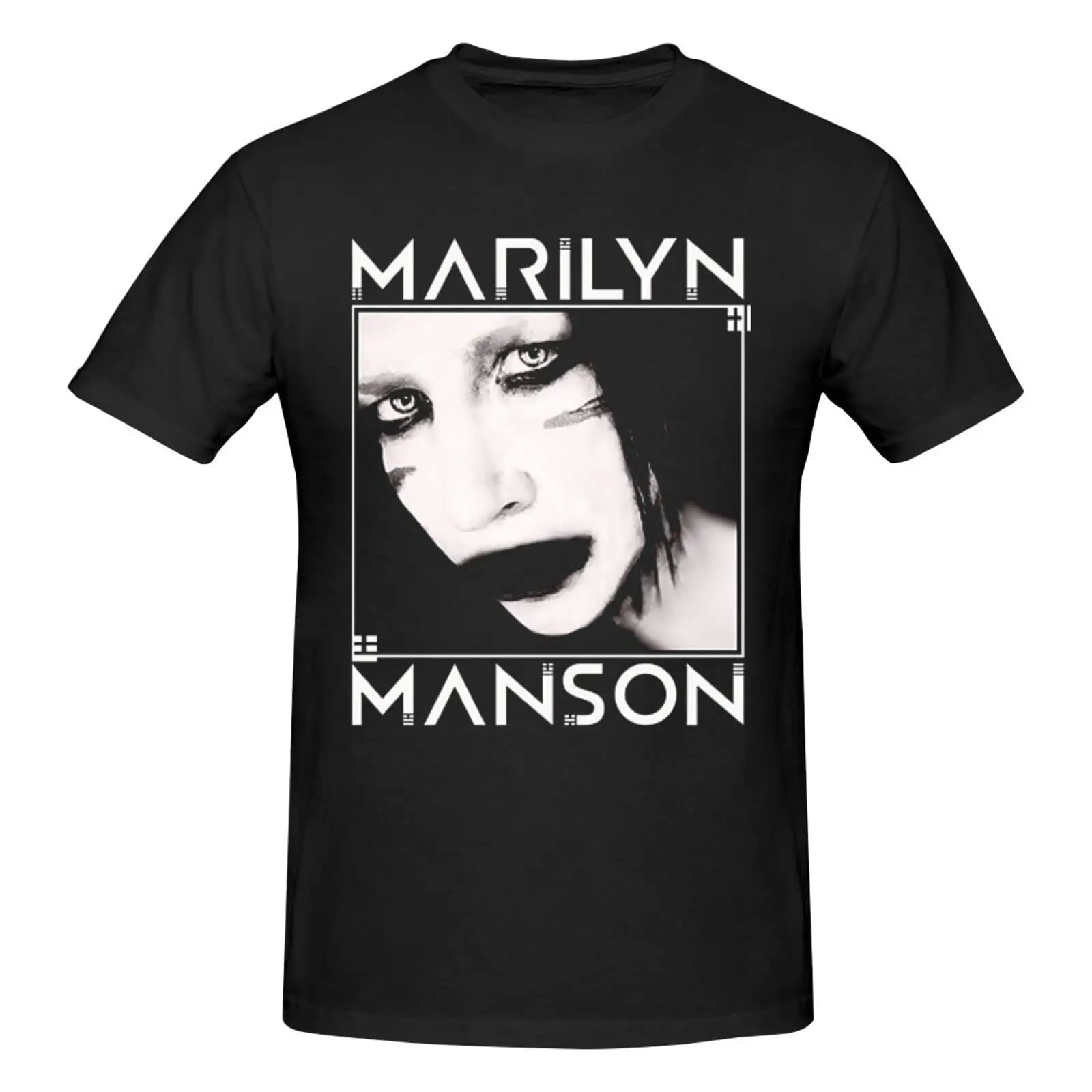 Marilyn Music and Manson Men's Classic Unisex Cotton T-Shirt for Men & Women,  Tee BlackPrinting vintage Luxury oversized