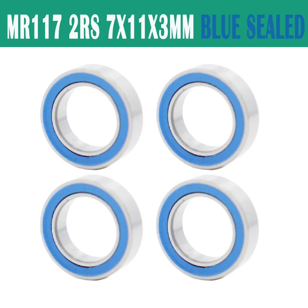 

MR117-2RS Bearing ABEC-3 10PCS 7x11x3 mm Miniature MR117RS Ball Bearings Blue Sealed Bearing MR117 2RS