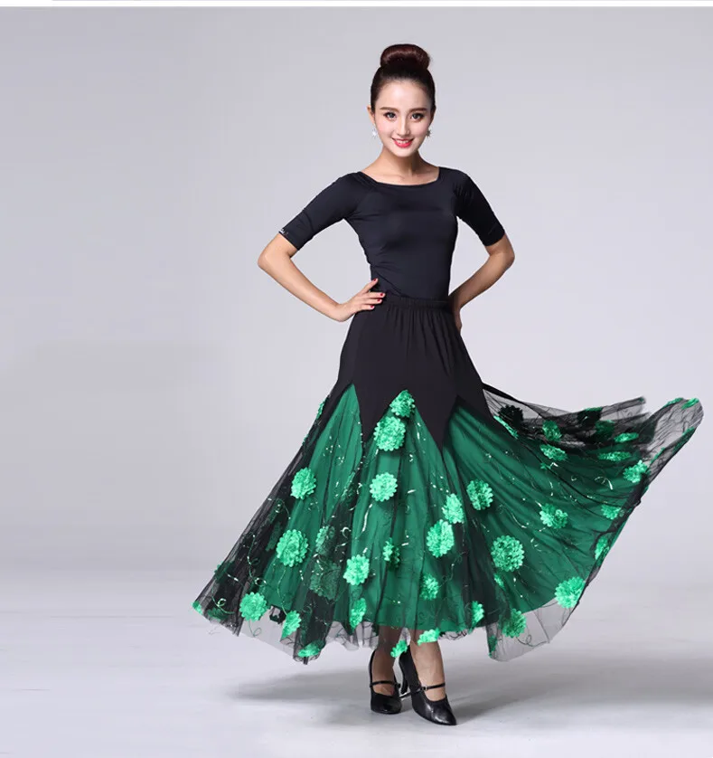 Womens Modern dance skirt show ballroom dance swing skirt dance skirt waltz