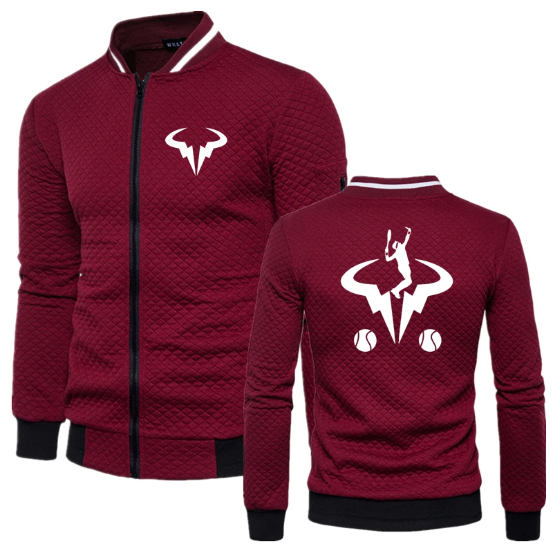 

2023 New Rafael Nadal Logo Print Custom Made Solid Color Men Zipper Jacket Cardigan Slim Elasticity Jackets Man Sportswear Tops