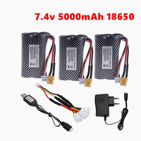7.4V 5000mAh 18650 Lipo Battery for HUINA 580 1580 1583 1580-005 550 583 582 RC toys Accessory Parts 2s 7.4v Battery XT30 Plug