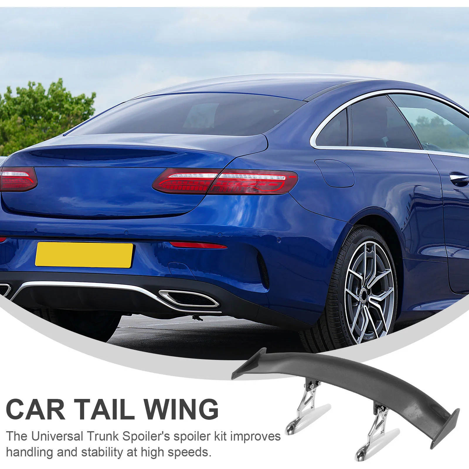 

1pc Universal Car Rear Tail Spoiler ABS Trunk Spoiler Kit High Speed Stability Adjustable Durable Easy Installation No for Car