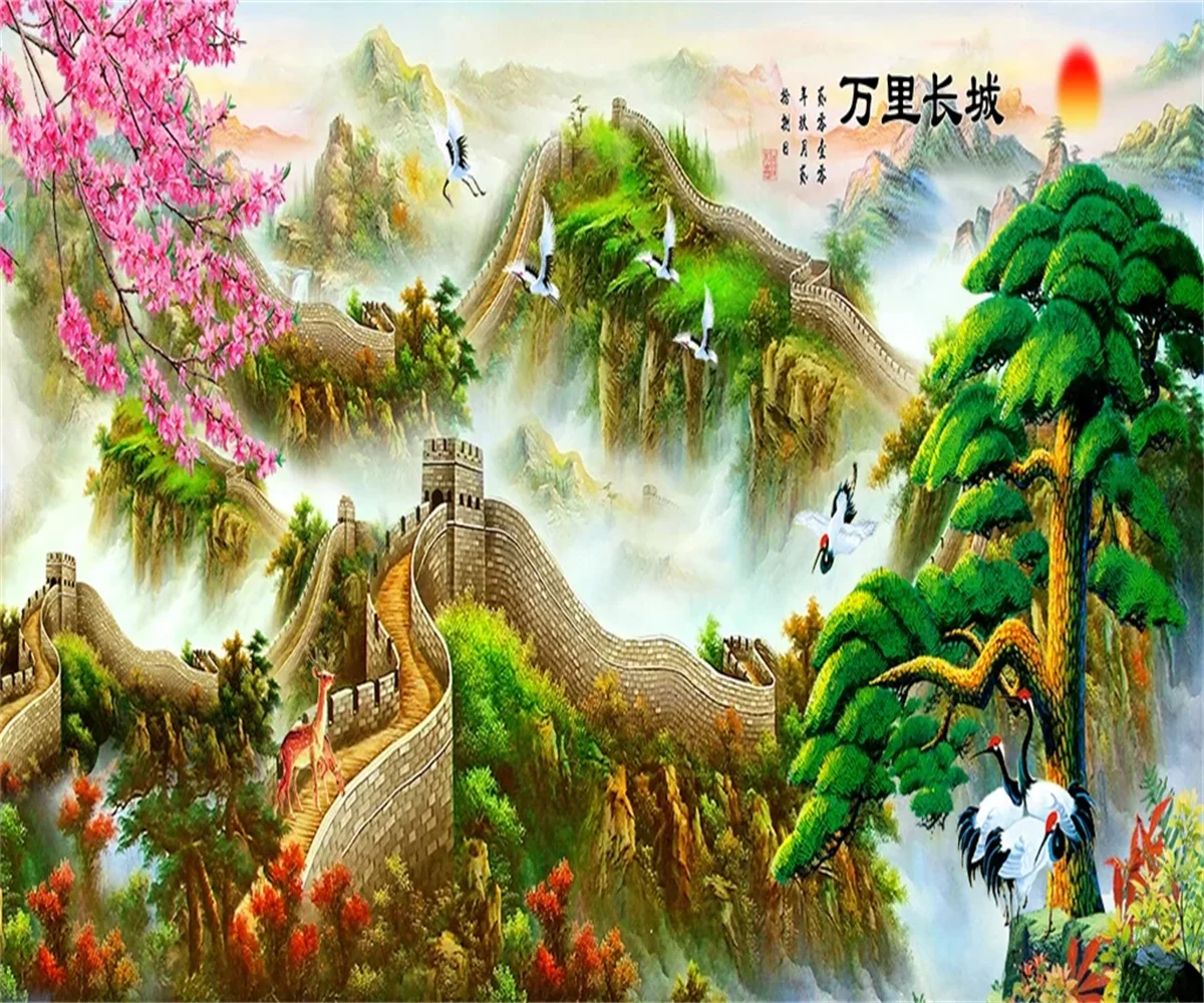 

Customized wallpaper Chinese landscape painting Great Wall background wallpaper wallpaper living room hotel decoration mural