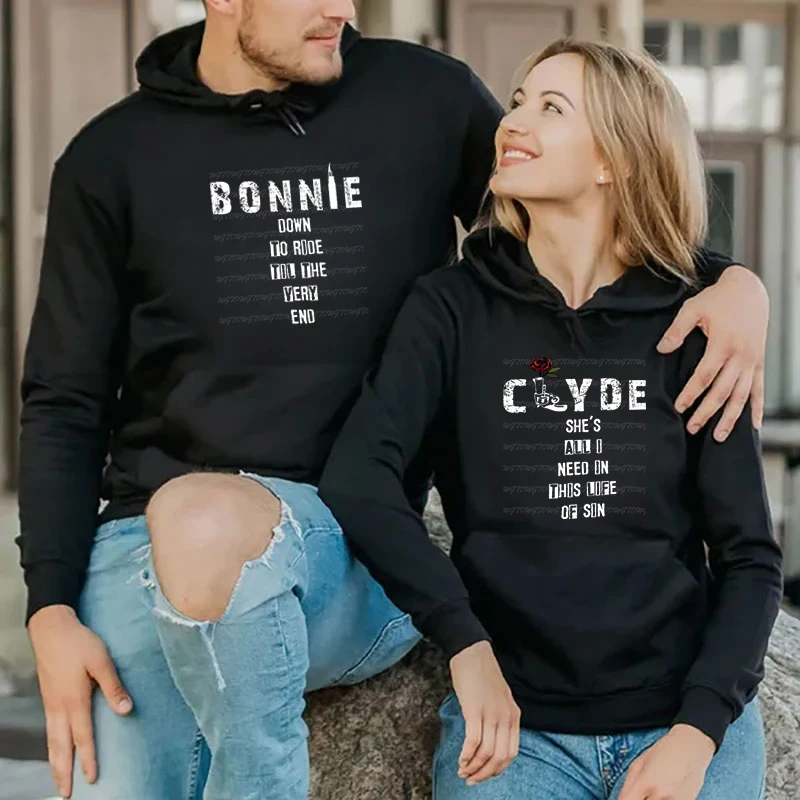 Bonnie/Clyde Couples Hoodies Women Men Matching Lover Pullovers Tops Fashion Autumn Winter Couple Hoode New Couples Sweatshirt