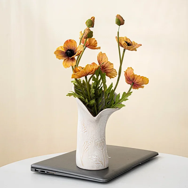 CAPIRON Nordic Ceramic Unique Shape Vase Minimalist Aesthetic Ornament Flower Arrangement  Bouquet Holder Centerpiece Home Deocr