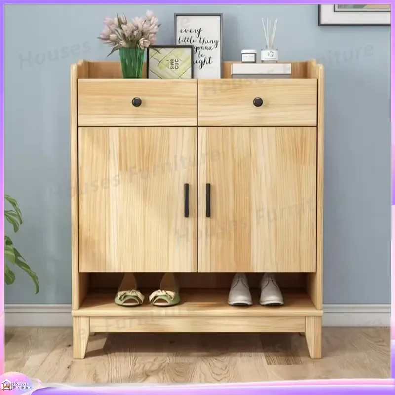 Solid Wood Shoe Cabinet with Shoe Rack Compact Entryway Storage Organizer for Small Spaces Sturdy Eco Friendly Home Furniture