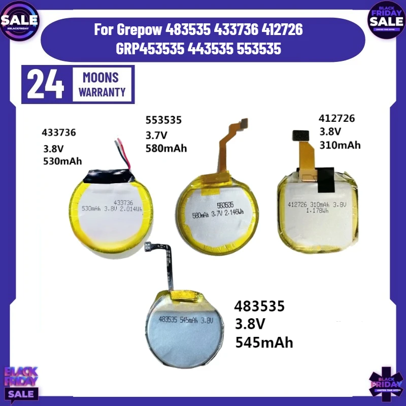 SWZY est High Quality Replaceable Battery Efficient Reliable Watch Battery for Grepow 483535 433736 412726 GRP453535 443535 5535