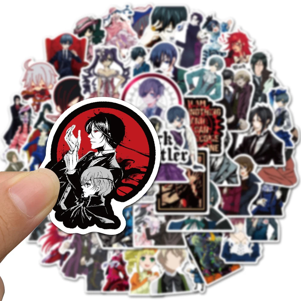 10/30/50/100 Uds. Pegatinas de Anime Black Butler Sebastian Michaelis calcomanías de dibujos animados DIY monopatín Notebook teléfono Cool Manga pegatina