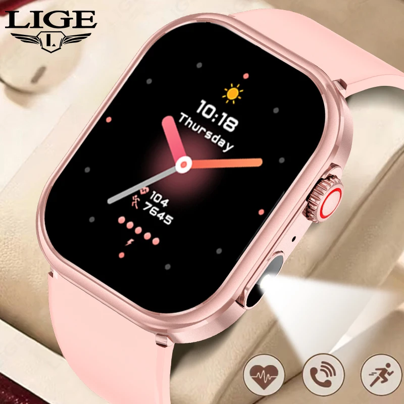 LIGE Women's Smart Watch Outdoor Sport Fitness Bluetooth Call Waterproof Custom Dial Bracelet Heart Rate Tracker Smartwatch Men