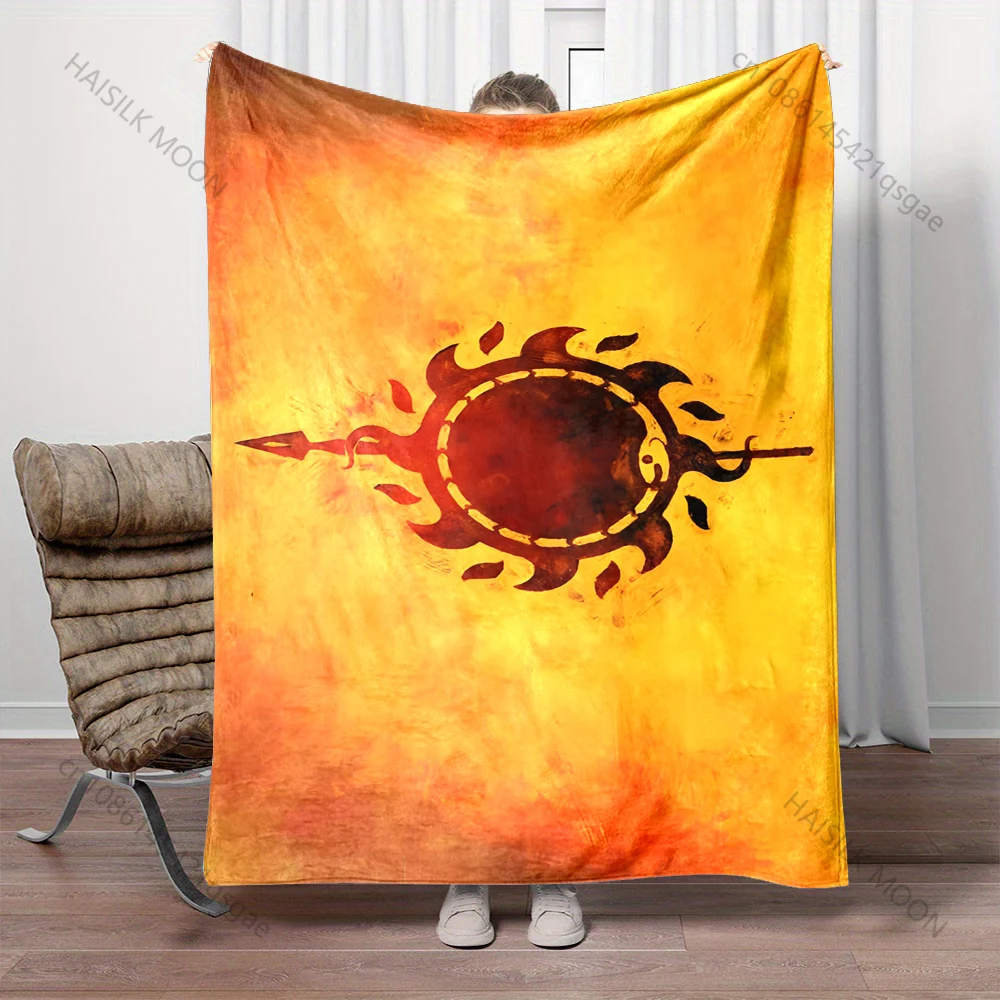 Hand-drawn sun symbol in flames Print Blanket Warm Soft Fluffy Kids and Adult Sofa Bed Throw Blanket for Home Travel Camping