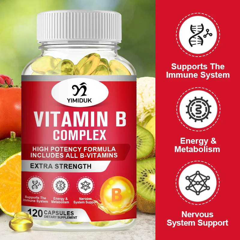 Vitamin B Complex Capsules Improve Stress Energy Healthy Increase Immune System Supplement