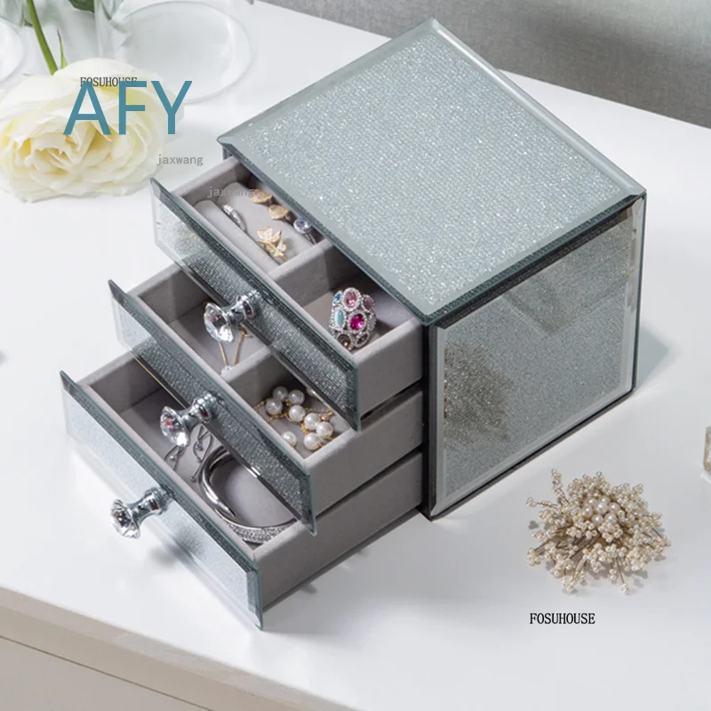 Multi-layer Necklace Rings Drawer Type Jewelry Organizer for Anti-oxidation Earrings Dressing Table Storage Box Makeup