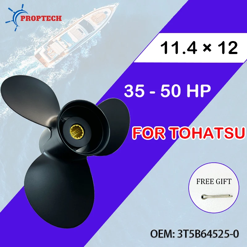 Marine Propeller For Tohatsu 35hp 40hp 50hp 11.4*12 Outboard Aluminum Alloy Screw 3 Blade 13 Spline Engine Part