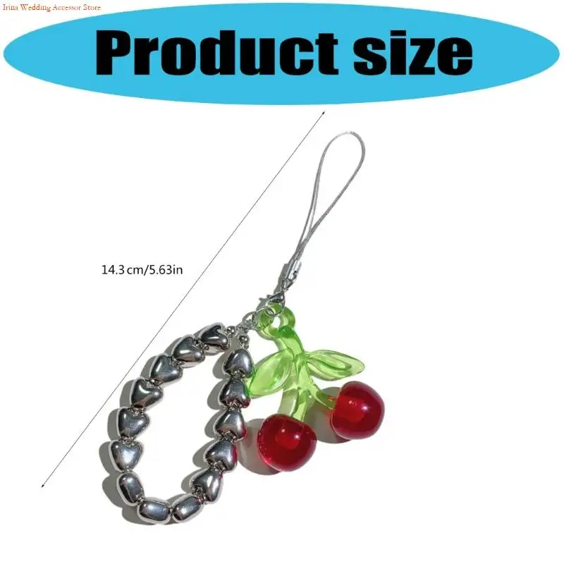 G92D زخرفية Cherry Charm حامل مفتاح مع سبيكة تفاصيل التفاصيل متعددة الاستخدامات سلسلة ملحقات سلك مرنة