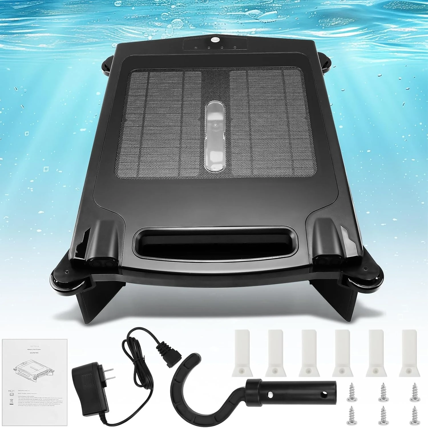 Solar Powered Pool Surface Cleaning Robots, Dual Charging Mode, Two Cleaning speeds, Smart Obstacle Avoidance, Up to 1600