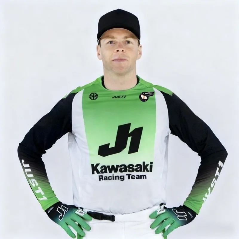 Kawasaki Motorcycle Racing Men's Long Sleeve 3D Printed Pattern Motorcycle Bicycle Top Breathable Quick Drying