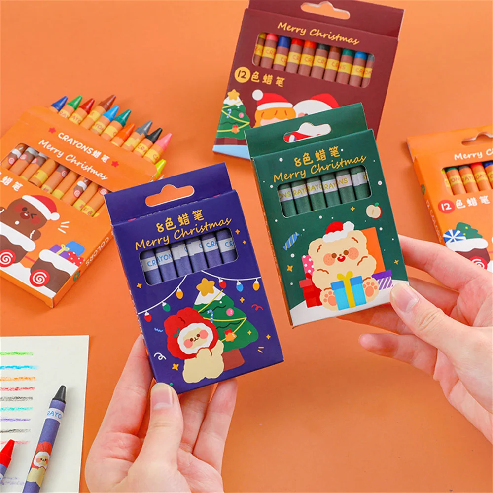 8/12/PCS Crayon Set Christmas Children's Gifts School Supplies Pastel Colors Crayons Coloring Paint Stationery Paintings Art