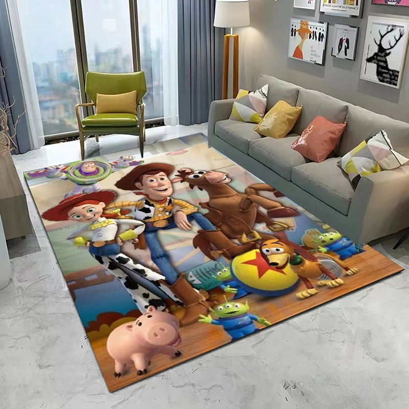 Disney Cartoon Toy Story Area Rug,3D Carpet Rug for Living Room Kids Bedroom Sofa Kitchen Doormat Decor,Child Non-slip Floor Mat