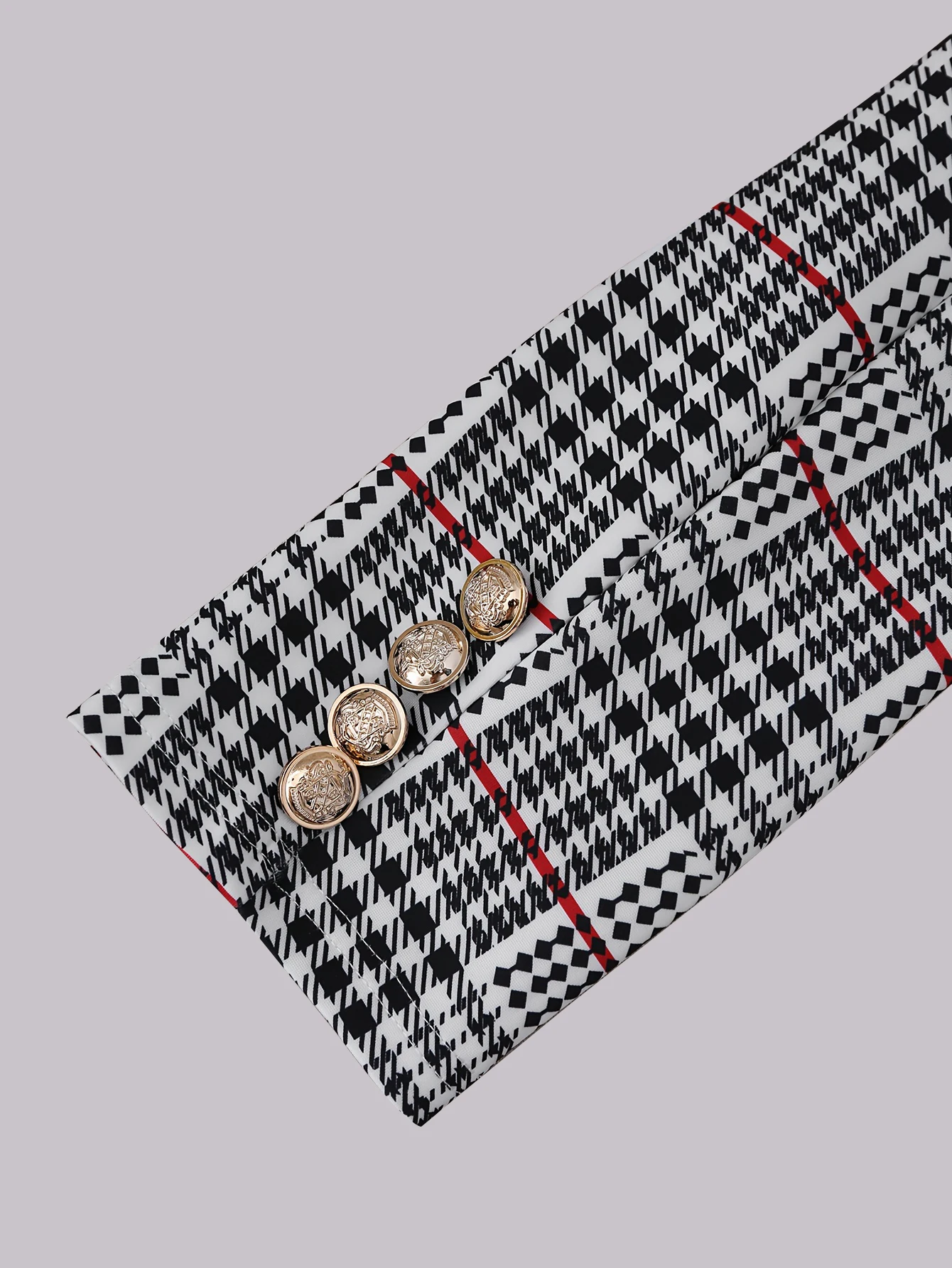 أنيقة تخفيف الأزياء منقوشة زر عارضة البدلة قطعتين مجموعة المرأة الكلاسيكية متقلب قميص وسراويل المجموعة #6