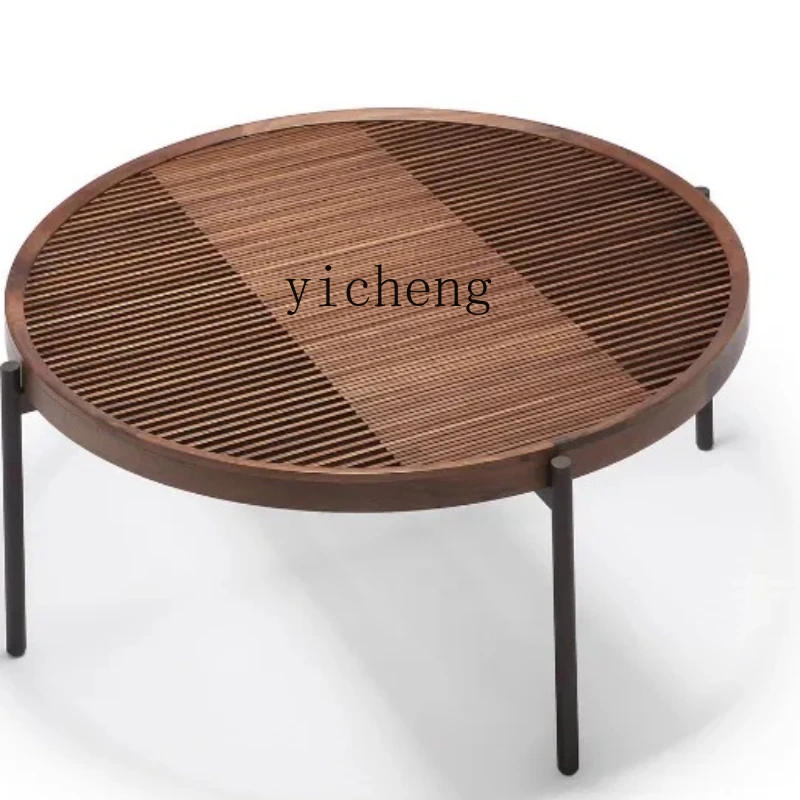 North America Black Walnut Coffee Table Tea Table Solid Wood Tea Table Chinese Household round