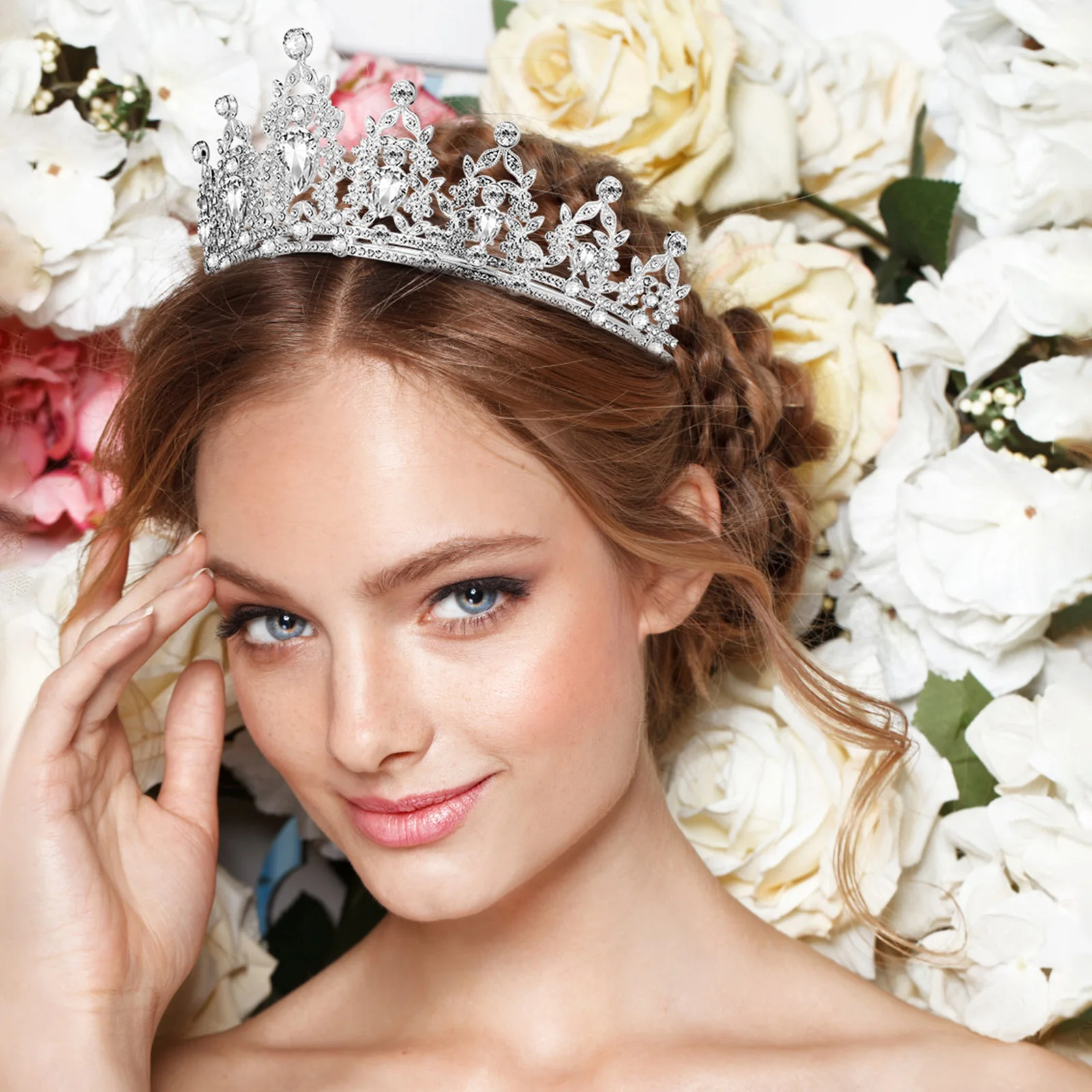 

Sparkling Rhinestone Princess Tiara Birthday Crown Bridal Hair Accessories Glitter Headband Rhinestone Headpiece Wedding Jewelry