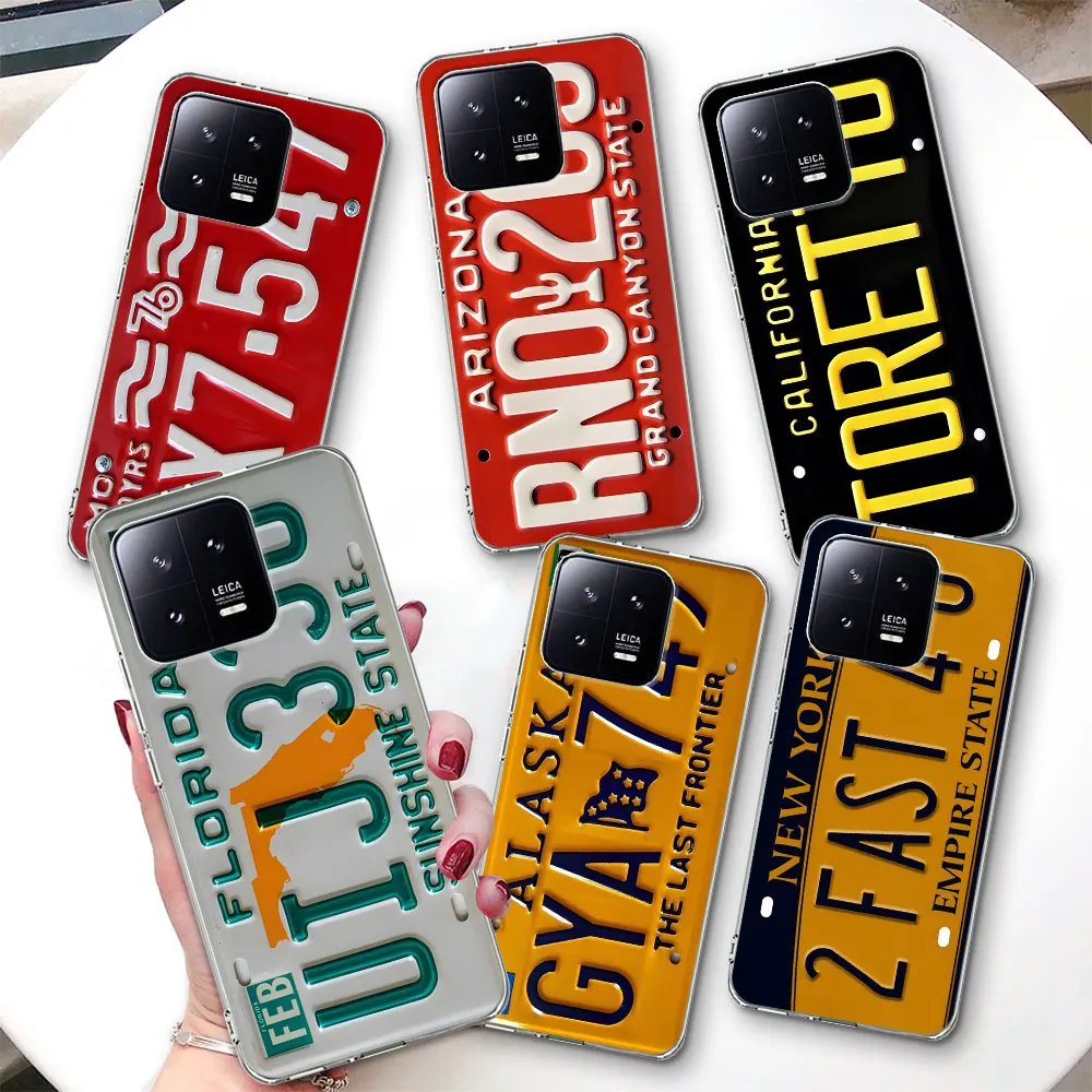 Vintage License Plate Case for Xiaomi Mi 15 Ultra 14 11 Lite 5G NE 14T 13 15T 10T Pro 12 Lite 12T 10 Transparent TPU Phone Cover