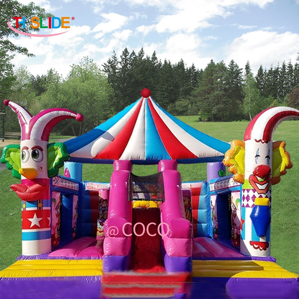 

Beautiful clown circus inflatable bouncy castle kids inflatable amusement park fun city for sale