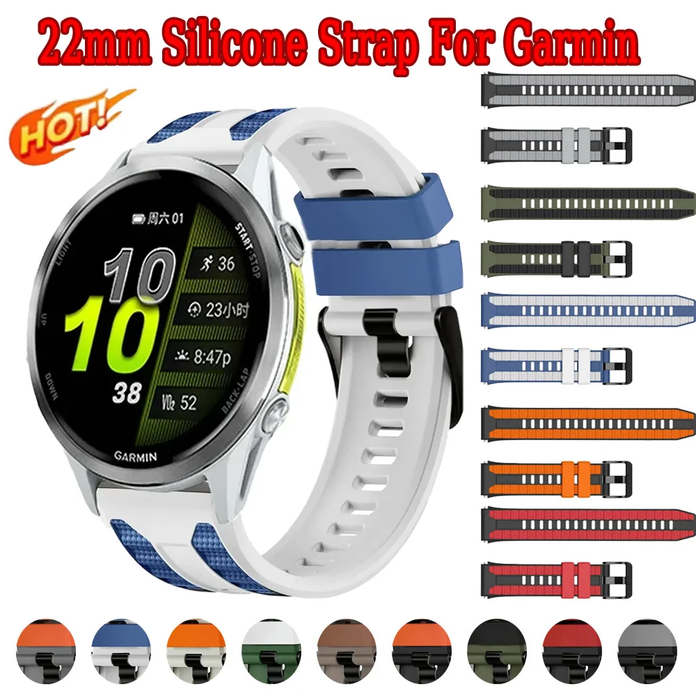 22mm Silicone Strap For Garmin Forerunner 970 965 955 255 570 47mm/Venu 4 45mm Sport Wristband For Amazfit Bip 6-5-Max Accessory