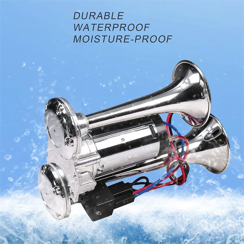 Super Loud 150DB Car Electric Dual Trumpet Horns 12V 24V Air Horn Speaker for Car SUV Vehicle Boat Train Motorcycle RV Truck 6
