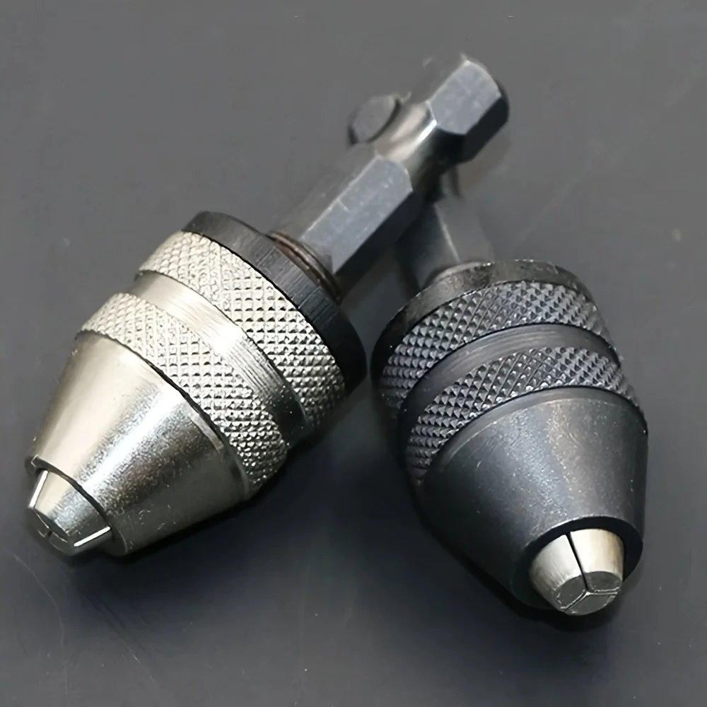 1pc Mini Keyless Drill Chuck, Self-Tightening, Electric Drill Bits, Collet Fixture Tools, Hex Shank, Quick Change Converter