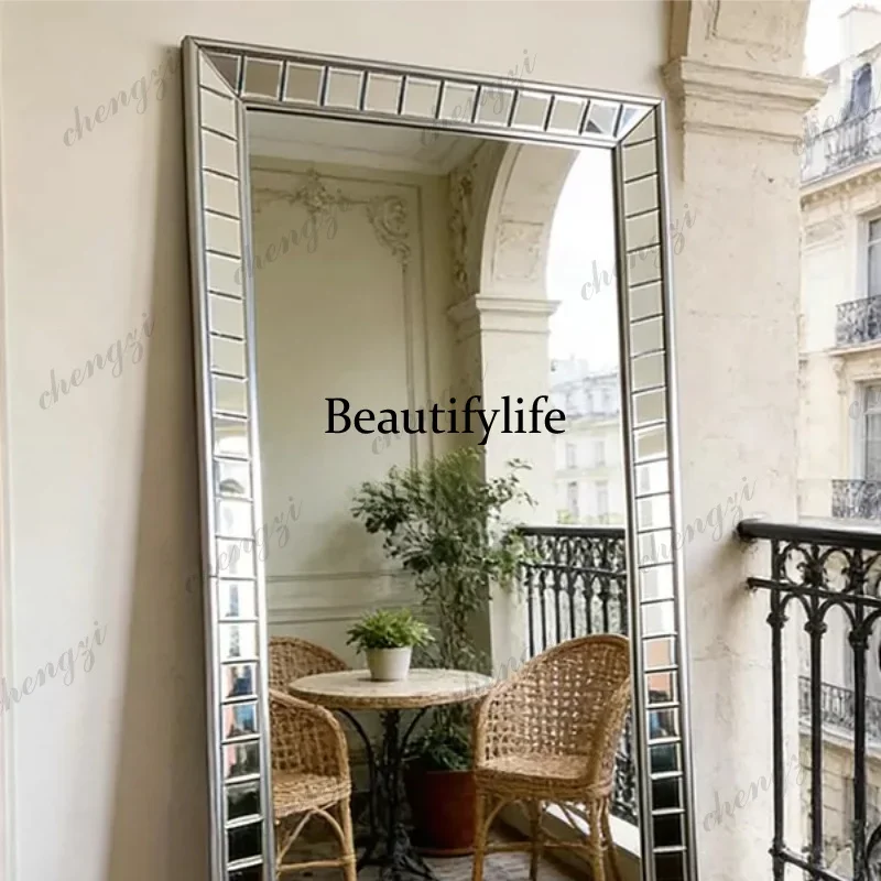 Apartment Nordic Wall Decorative Mirrors Bed Room Princess Square Mirrors Full Body Gold French Specchio Home DecorationsAB03