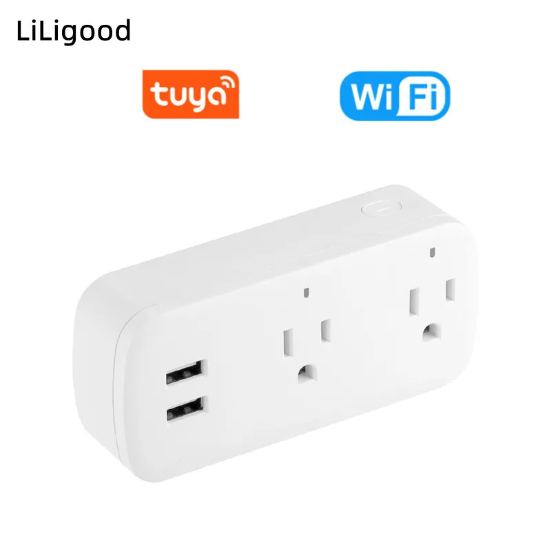 Liligood Alexa Plug Tuya WiFi Us Standard 1 v2 Wireless Smart Socket 16A Adapter Remote Control Smart Life App per Amazon Google