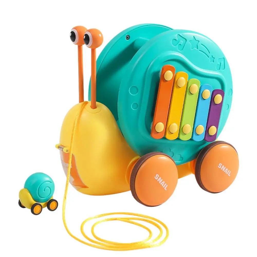 Baby Walker Pull String Snail Car Toy Learning To Walk Cartoon Pet Drag Rope Snail Knock Interactive Pull-Along Snail Toy