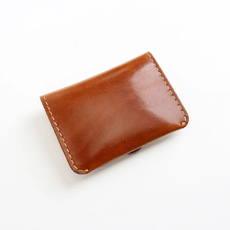 100% Genuine Leather Credit Card Holder For Men Male Vintage Handmade Cowhide Short Small ID Holders Purse Mini Wallet Case