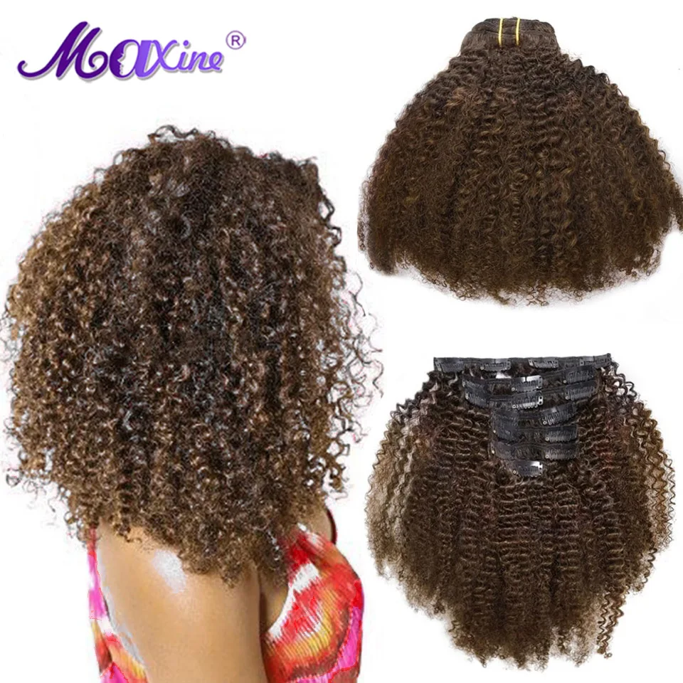 Clip In Hair Extensions Human Hair Afro Kinky Curly Clip In  display picture 1