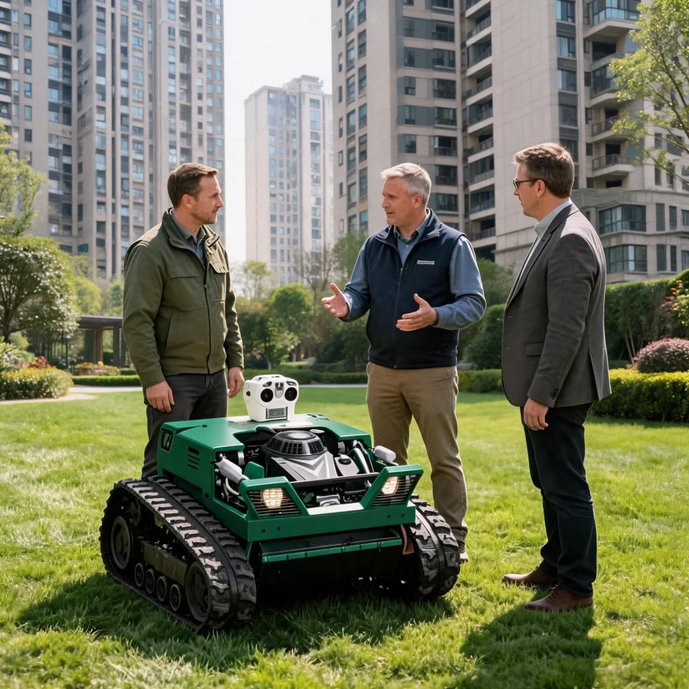High Efficiency Remote Control Mower 500mm Cutting Width Tracked Lawn Mower All-Terrain CE Certified Zero Turn Farm Use