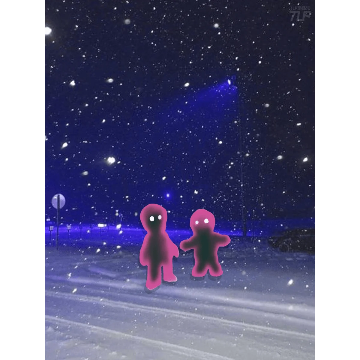 Retlper Reflective Car Sticker Original Confiding Little Pink Figures Blurred Effect Waterproof for Niche Cars and Motos