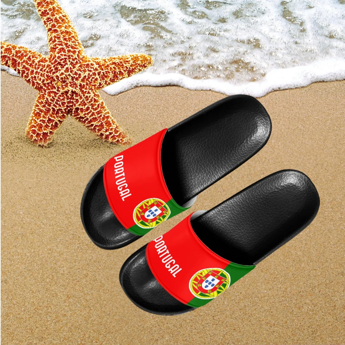 Portugal Flag Design Summer Ladies Bathroom Slippers Non-Slip Beach Women Female Slippers Indoor And Outdoor Soft Sole Sandals