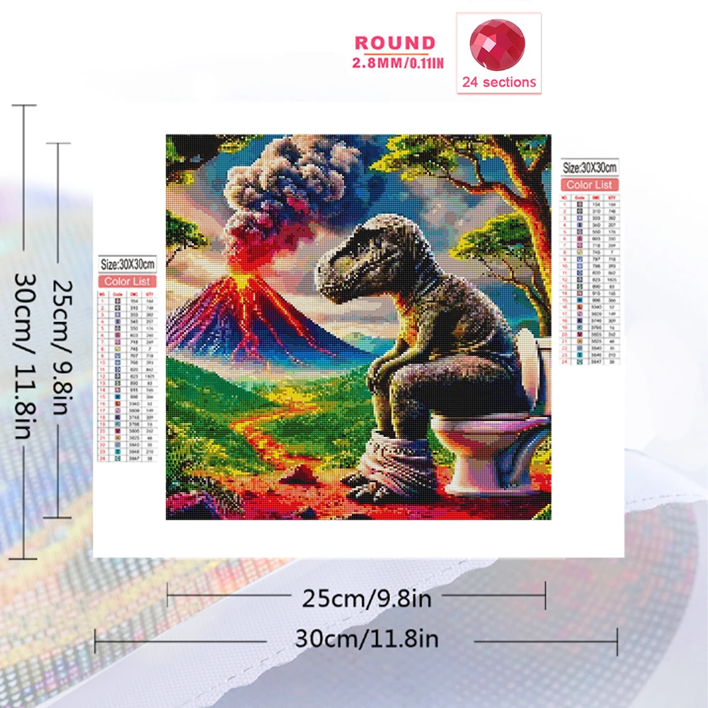 Momoart DIY Diamond Embroidery Dinosaur Animal Cartoon Painting Mountain New Arrival Diamond Mosaic Toilet Wall Art Holiday Gift