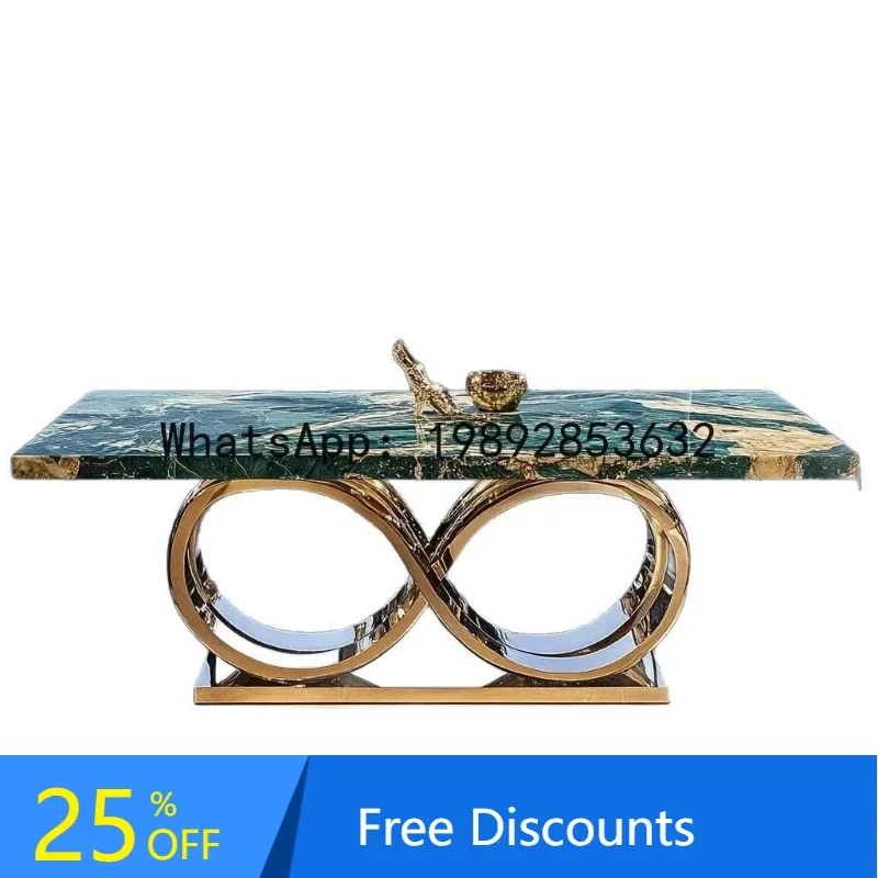 X5-7  Luminous Jade Rectangular Luxury Stone Dining Table Modern Marble Luxury Stone Luxury Style Restaurant Simple Villa Home