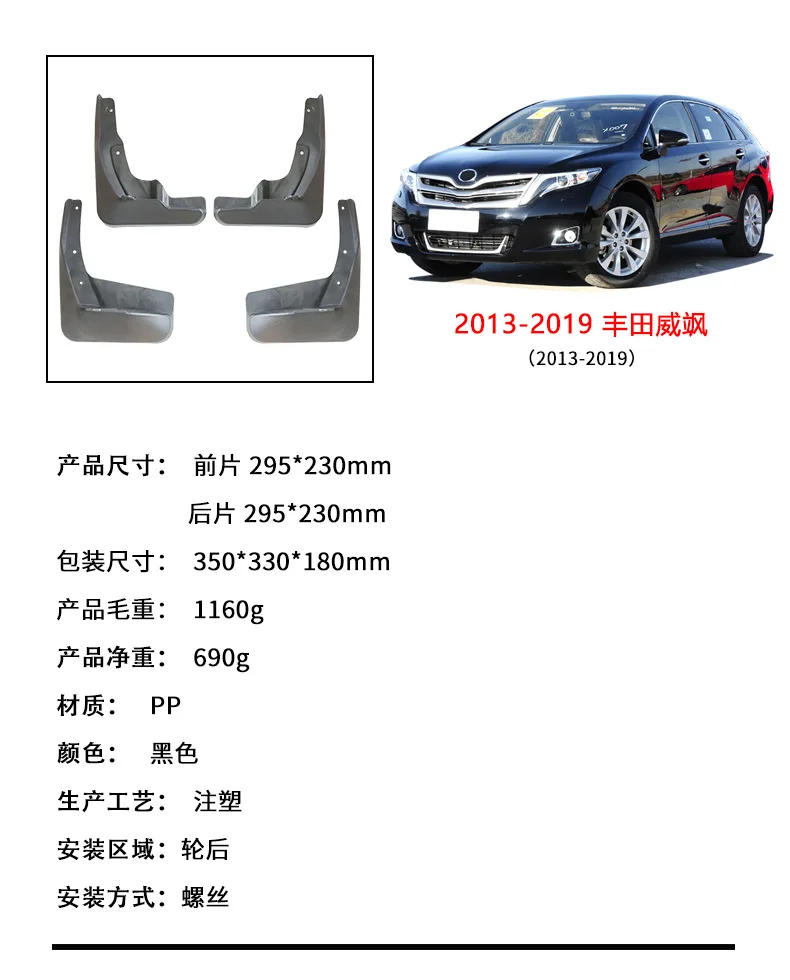 

Suitable for 2013-2019 Toyota Visa VENZA TOYOTA tire PP soft glue material fender