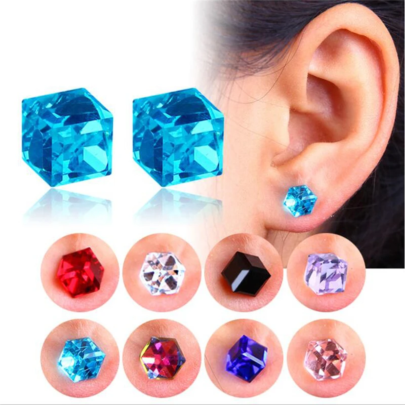 Luxury Classic Crystal Stone Stud Earrings Simple Square Crystal Earrings For Women Female Wedding Party Jewelry Gifts