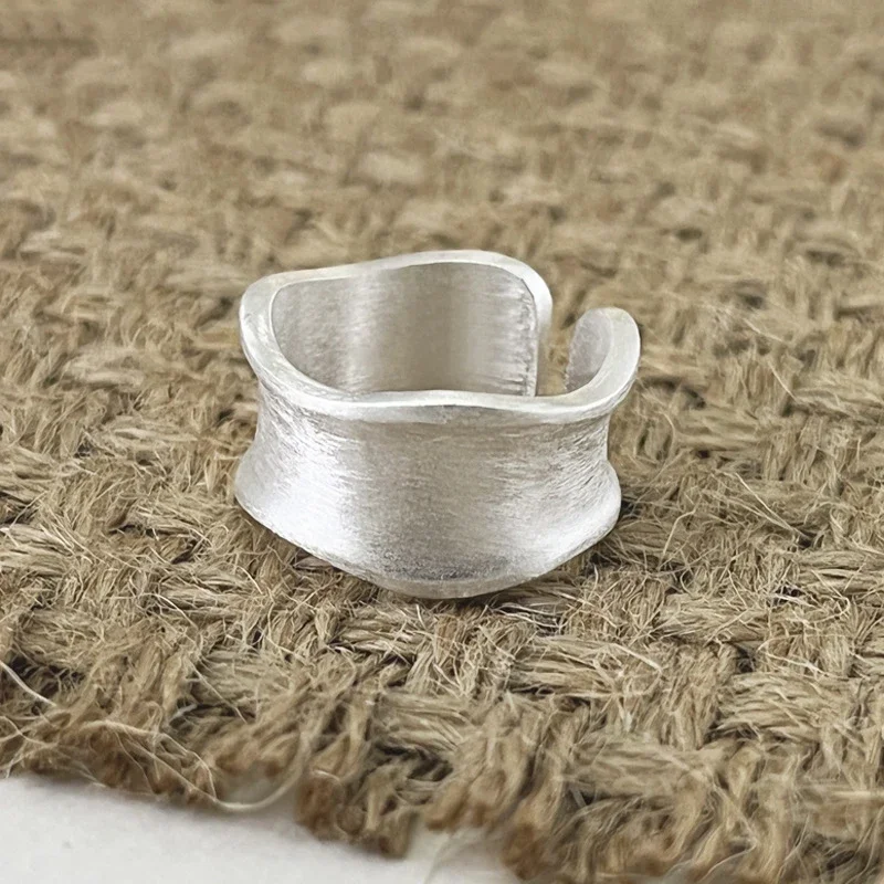 New Silver Color Simple Matte Finish Adjustable Women's Rings Wedding Engagement Luxury Jewelry Accessories Jewelry Gifts