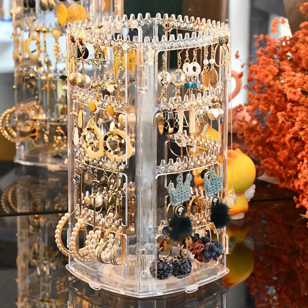 

Rotating Jewelry Display Rack 360 Degree Storage Hanger Necklaces Rings Holder 4 Tiers Large Capacity Jewelry Storage Box