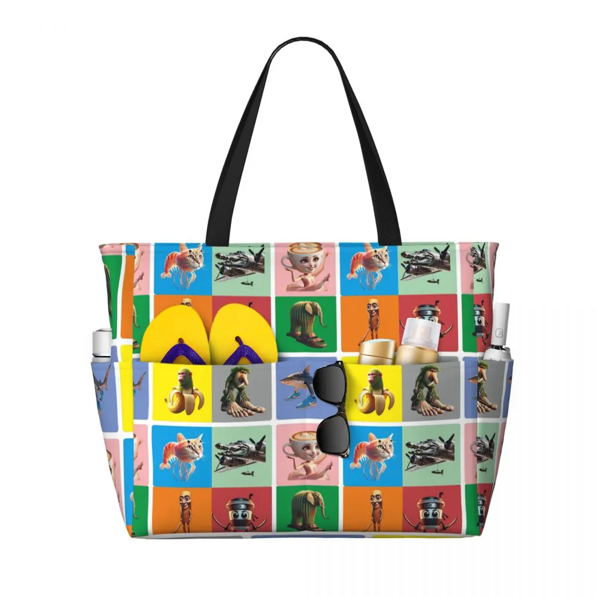 Italian Brain Rot Anomaly Beach Tote Bag Sport Gym Yoga Duffle Large Tote Bag Women Travel Bag Fitness bag